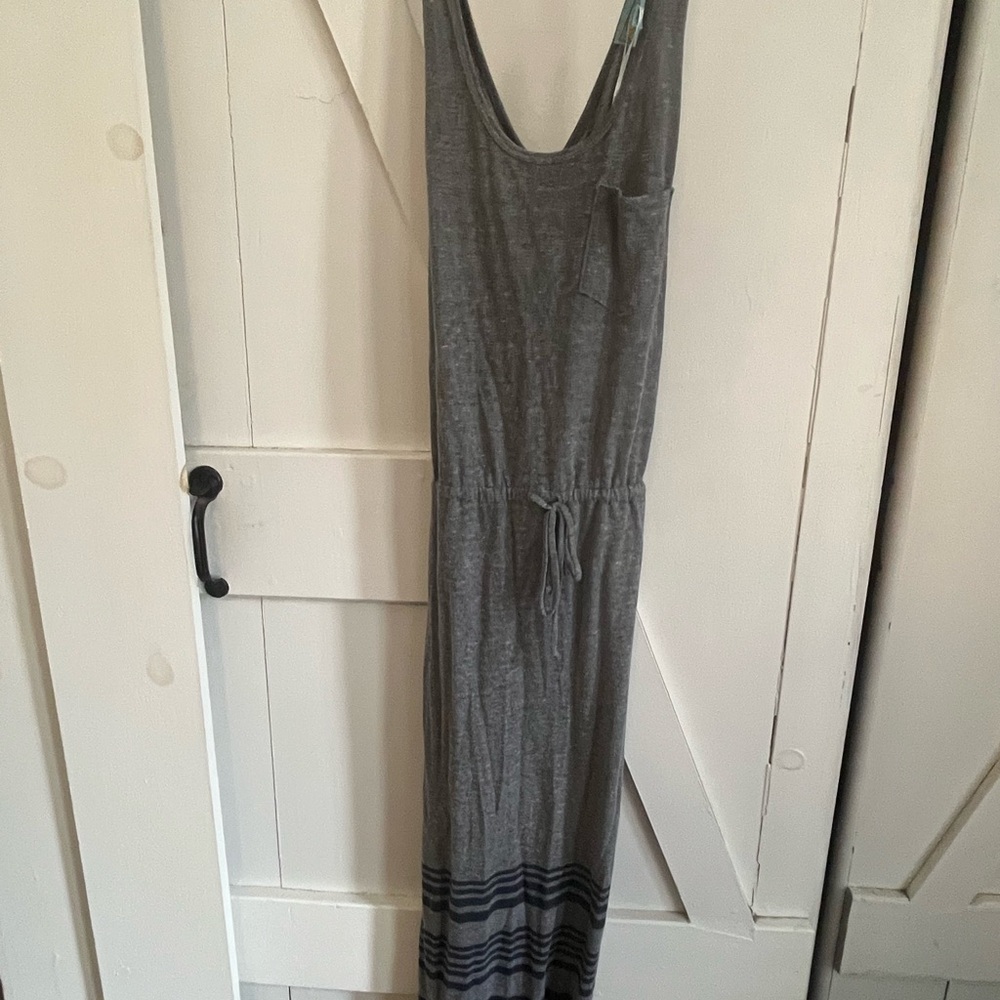 SALE 3/$20 C&C California Gray Sleeveless Drawstring Maxi Dress with Striped Hem